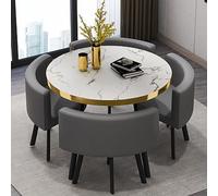 Moderno set di 5 pezzi con tavolo rotondo e sedie per cucina o sala da pranzo, elegante set di mobili con tavolo rotondo 80 x 74,9 cm e 4 sedie, ideale per bar o sala conferenze Easy Ass