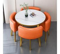 Moderno set di 5 pezzi tavolo da pranzo per uso familiare o aziendale, include tavolo rotondo e quattro sedie diametro 80 cm ideale per casa, ufficio o sala conferenze, design rotante per versatilità
