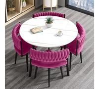Moderno set di 5 pezzi tavolo da pranzo rotondo per 4 - elegante tavolino da caffè minimalista per soggiorno, ufficio, cucina, reception, elegante colore legno (rosa)