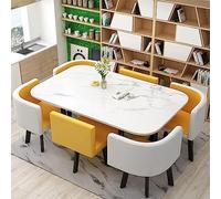 Moderno set di 7 pezzi tavolo da pranzo per 6 persone con tavolo da bar tavolo da cucina e sedie ideale per sala da pranzo, cucina, ristorante e soggiorno, 90 x 150 cm