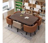 Moderno set di 7 pezzi tavolo da pranzo rotondo con 6 sedie per ufficio piccolo sala conferenze elegante mobili per cucina, salotto e sala riunioni, set per 6 persone contemporaneo Des