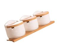 Moderno Set di Calici Salati Per La Conservazione Di Spezie Cucina O Sala Da Pranzo Zucchero Contenitore Con Coperchio In Legno Rimovibile E