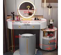 Moderno set di comò da trucco con specchio da parete e cassetti Rockboard UV + organizer per porta in metallo, grigio, 80 x 40 x 60 cm