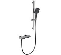 Moderno set di rubinetti per doccia in metallo canna di fucile, soffione doccia a 3 funzioni e rubinetto in ottone per vasca da bagno con barra scorrevole, design elegante a cascata per aggiornamento