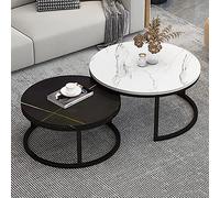 Moderno set di tavolini da caffè in marmo - 2 tavolini impilabili con elegante struttura in acciaio, perfetto per piccoli spazi, soggiorno, balcone, ufficio e arredamento contemporaneo