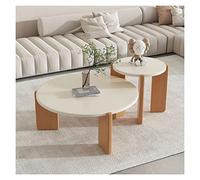 Moderno Set di tavolini da caffè moderno in 2 pezzi Set di tavolini for soggiorno, tavolino a incastro rotondo finitura naturale con legno di faggio, tavolo da cocktail for balcone da ufficio, impilab