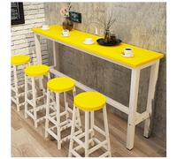 Moderno set di tavolo da bar rettangolare per soggiorno e cucina, tavolo da pranzo con 3 sgabelli, design sottile a console, finitura gialla (dimensioni: 160 x 30 x 100)