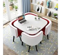 Moderno set di tavolo da pranzo con 4 eleganti sedie, materiale PU per cucina, soggiorno e conferenze, elegante arredamento per la casa
