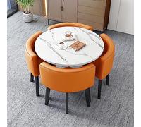 Moderno set di tavolo da pranzo da ufficio e sala da pranzo per hotel, elegante tavolino da caffè e sedie per il tempo libero, casa, balcone, piccolo tavolo rotondo con 4 sedie, ideale per riunioni e