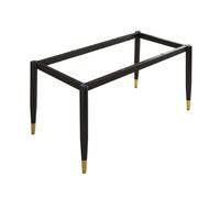 Moderno set di tavolo da pranzo in metallo regolabile in altezza nero e oro per marmo vetro piano in legno 147 cm x 56 cm x 72 cm, design con aspirazione e vite, elegante mobili da cucina