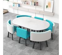 Moderno set di tavolo da pranzo ovale per 6 persone con sedie in pelle PU, elegante arredamento per sala conferenze e ricevimenti