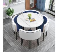 Moderno set di tavolo da pranzo per 4 persone con tavolo rotondo e sedie, piccolo tavolo rotondo per sala da pranzo a 4 cerchi, tavolo da cucina per sala conferenze, 80 x 80 x 75 cm