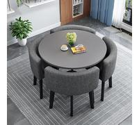 Moderno set di tavolo da pranzo per 4 persone, con tavolo rotondo e sedie, piccolo tavolo rotondo per sala da pranzo a 4 cerchi per sala conferenze (A3490 x 90 x 75 cm)