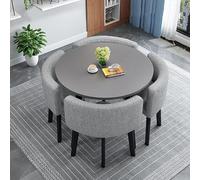 Moderno set di tavolo da pranzo per 4 persone, con tavolo rotondo e sedie, piccolo tavolo rotondo per sala da pranzo a 4 cerchi per sala conferenze (A3380 x 80 x 75 cm)