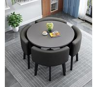 Moderno set di tavolo da pranzo per 4 persone, con tavolo rotondo e sedie, piccolo tavolo rotondo per sala da pranzo a 4 cerchi per sala conferenze (80 x 80 x 75 cm)