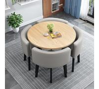 Moderno set di tavolo da pranzo per 4 persone con tavolo rotondo e sedie, piccolo tavolo rotondo per sala da pranzo a 4 cerchi, tavolo da cucina per sala conferenze, 90 x 90 x 75 cm