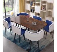Moderno set di tavolo da pranzo per 6 persone con tavolo da bar, tavolo da cucina e sedie, ideale per sala da pranzo, cucina, ristorante e soggiorno, set di mobili da 7 pezzi (F 90 x 150 cm)