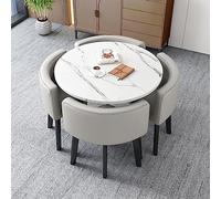 Moderno set di tavolo da pranzo per ufficio, business, hotel, atrio, con 4 sedie, tavolino da caffè e sedie, per il tempo libero, casa, balcone o piccolo tavolo rotondo (grigio chiaro)