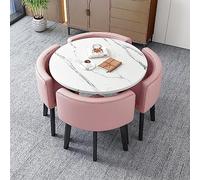 Moderno set di tavolo da pranzo per ufficio, business, hotel, atrio, con tavolino da caffè e tavolo da ufficio e sedie, per il tempo libero, in casa, balcone, piccolo tavolo rotondo con 1 tavolo e 4