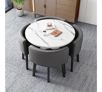 Moderno set di tavolo da pranzo per ufficio, ufficio, hotel, atrio, con tavolino da caffè, tavolo da ufficio e sedia, per il tempo libero, casa, balcone. Il piccolo set di tavolo rotondo include 1