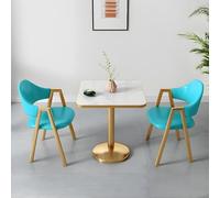 Moderno set di tavolo da pranzo quadrato Glam con base in metallo dorato e sedie imbottite per elegante soggiorno sala da pranzo