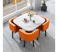 Moderno set di tavolo da pranzo quadrato per 4 persone con sedie, tavolo da cucina e sedie per piccoli spazi, per negoziazione aziendale, combinazione di mobili da pranzo, design elegante per casa o