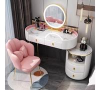Moderno set di tavolo da trucco con sedia e specchio, comò rosa con cassetti Rockboard UV e metallo elegante per camera da letto 100 x 40 x 60 cm