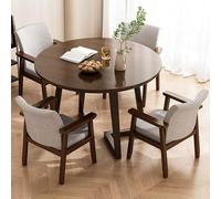 Moderno set di tavolo e sedie per ufficio, sala reception, club per 4 piccole sale conferenze, tavolo negoziale in legno con posti a sedere, aree riunioni conferenze in biblioteche, marrone, 80 cm