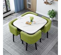 Moderno set tavolo da pranzo con 4 sedie, tavolo rotondo da 90 cm, per sala da pranzo, design elegante e funzionale, perfetto per casa e ufficio