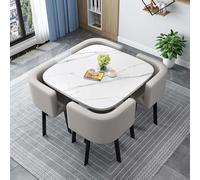 Moderno set tavolo da pranzo con 4 sedie, tavolo rotondo da conferenza e reception combinato per sala da pranzo 80 cm, mobili eleganti per casa e ufficio