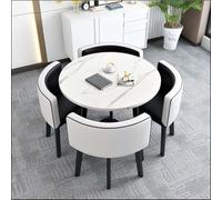 Moderno set tavolo da pranzo con 4 sedie, tavolo rotondo da conferenza e reception per sala da pranzo, design elegante 90 cm, per casa e ufficio