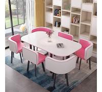 Moderno set tavolo da pranzo e sedie per 6 persone, per cucina, sala da pranzo o sala conferenze, colore fucsia