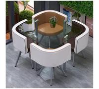 Moderno set tavolo da pranzo rotondo e quadrato con sedie, elegante mobile da bar per cucina, balcone, ufficio, biblioteca e sala da biliardo, design salvaspazio, 89 cm