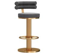Moderno sgabello da bar girevole in velluto con schienale regolabile in altezza e telaio spesso, elegante sedia da bar grigia per aree di alta ricezione rotazione a 360° e sollevamento meccanico per
