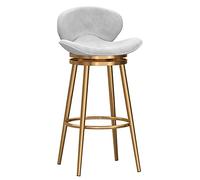 Moderno sgabello da bar girevole in velluto con schienale, sedia imbottita da cucina a isola, elegante sedia da bar in metallo - bianco, 75 cm - perfetto per uso domestico e ristorante