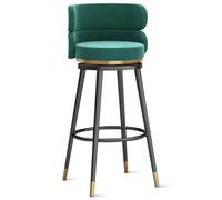 Moderno sgabello da bar girevole verde con schienale alto, gambe robuste e poggiapiedi, ideale per la casa e il bar, disponibile nelle opzioni di altezza del bancone da 1/2/3/4, 65 cm