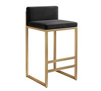 Moderno sgabello da bar imbottito in velluto con schienale alto sgabello alto per cucina isola pub squisito design nero e oro 65,6 cm H