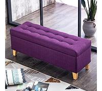 Moderno sgabello imbottito in lino viola con poggiapiedi per soggiorno e camera da letto, 100 x 40 x 45 cm, elegante e funzionale decorazione per la casa