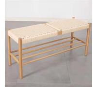 Moderno sgabello ottomano in rovere naturale intrecciato a mano in corda di cotone per interni ed esterni, per ingresso e camera da letto, colore nero, 110 x 35 x 45 cm