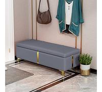 Moderno sgabello rettangolare imbottito in pelle PU per riporre le scarpe, per ingresso e letto, color grigio scuro, 80 x 40 x 42 cm