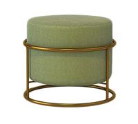 Moderno sgabello rotondo in lino, morbido pouf trapuntato imbottito per soggiorno, camera da letto e ufficio, elegante sgabello per cambio scarpe in verde matcha.