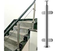 Moderno sistema di morsetti per ringhiere in vetro, rotondi, morsetti angolari centrali per eleganti balaustre in vetro e design elegante per la sicurezza