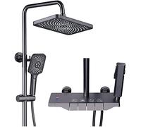 Moderno sistema doccia termostatico in ottone - Set rubinetto a parete con soffione doccia a pioggia e spruzzatore portatile per un'esperienza di lusso in bagno