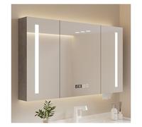 Moderno specchio da bagno a LED con anti-appannamento, illuminazione regolabile e spazio di archiviazione, 58 x 70 cm, perfetto per la decorazione elegante della casa e la cura quotidiana.