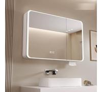 Moderno specchio da bagno a LED con lega di alluminio e interruttore Smart Touch HD Defogr e ripiano Sto - Armadietto Vani a parete per bagni Slish