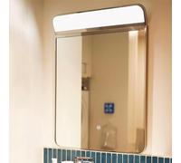 Moderno specchio da bagno argento con luce LED Vanity Light rettangolare cornice in alluminio da parete 6000 K luce bianca brillante vetro ultra bianco 60 x 85 cm per bagni eleganti