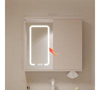 Moderno specchio da bagno con contenitore, pieghevole a 180°, anti-appannamento, con mensole da parete, elegante e salvaspazio