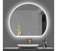 Moderno specchio da parete semicircolare - Smart HD specchio da trucco con funzione di memoria dimmerabile a 3 colori impermeabile e 3 opzioni di sospensione per elegante decorazione della casa