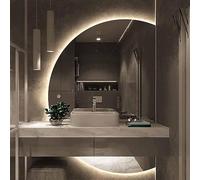 Moderno specchio decorativo rotondo da parete, 70 x 100 cm, anti-appannamento, controllo touch, illuminazione a tre colori, ideale per bagno e trucco