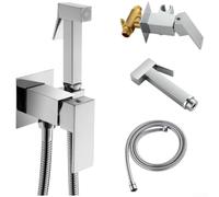 Moderno spruzzatore per bidet nascosto in rame, doccia portatile con acqua calda e fredda con flusso regolabile, kit di installazione completo per il bagno di casa (C)